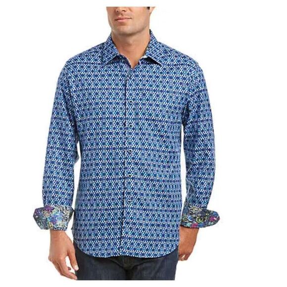 Robert Graham Octavian Classic Fit Button Down Shirt - Blue XL - Picture 1 of 11